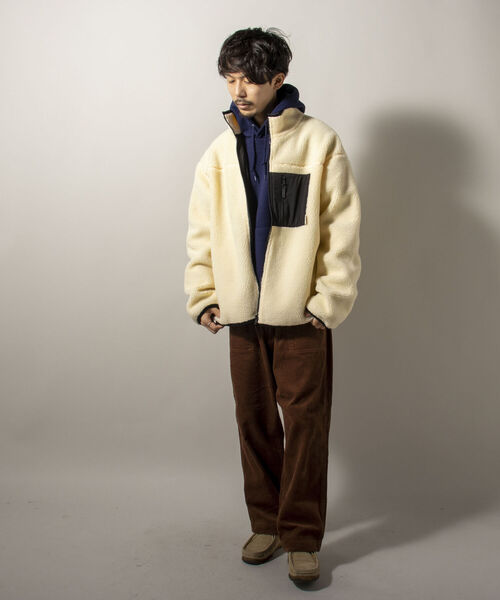 FREDY MAC（フレディーマック）の「【FREDYMAC/フレディマック】ユニセックス ボアフリースZIPブルゾン（ブルゾン・メンズ・オフホワイト/ブラック/ブラウン系その他/パープル系その他・MEDIUM）」の10枚目の写真