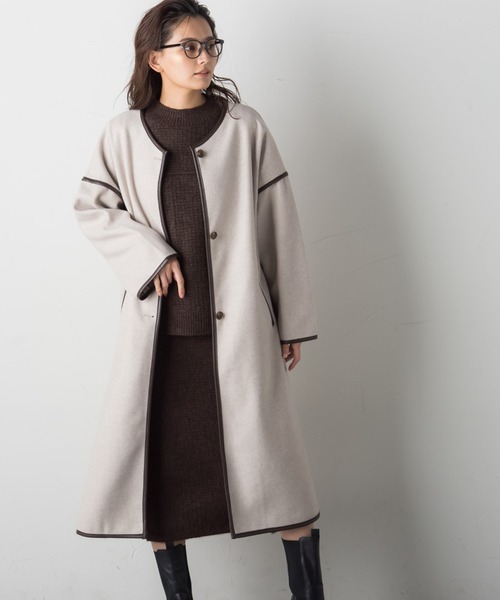 日本早割 セール Socolla レザーパイピングノーカラーコート その他アウター Mayson Grey メイソングレイ のファッション 人気ブランドをセレクト Jcantunes Creativebe Com Br