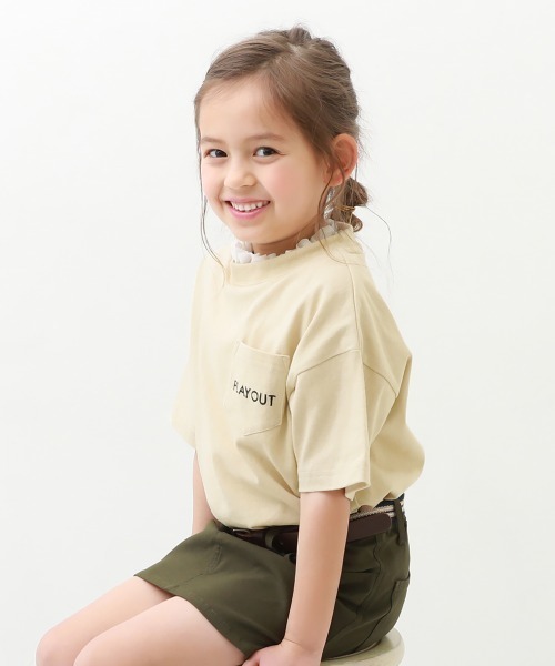 devirock（デビロック）の「BIGシルエットロゴ刺繍Tシャツ（Tシャツ/カットソー・キッズ・ネイビー/イエロー系その他/ダークオリーブ/ブルー系その他/ブラック/ベージュ/オフホワイト/グレー系その他/モカ/ライトカーキ/ライトブラウン/ブラック系その他/ホワイト/グリーン系その他・150cm/120cm/140cm/130cm/100cm/160cm/110cm）」の8枚目の写真