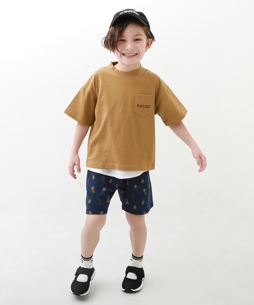 devirock（デビロック）の「BIGシルエットロゴ刺繍Tシャツ（Tシャツ/カットソー・キッズ・ネイビー/イエロー系その他/ダークオリーブ/ブルー系その他/ブラック/ベージュ/オフホワイト/グレー系その他/モカ/ライトカーキ/ライトブラウン/ブラック系その他/ホワイト/グリーン系その他・150cm/120cm/140cm/130cm/100cm/160cm/110cm）」の20枚目の写真