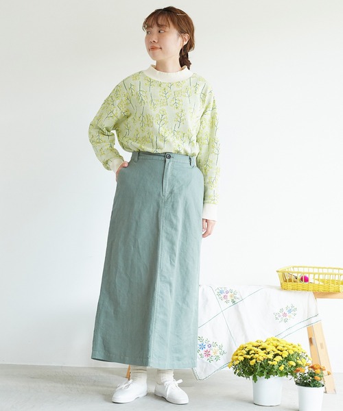 chambre de charme（シャンブルドゥシャーム）の「●cdc リネン/コットン  ツイル　ロングタイトスカート（スカート・レディース・ブラック/グリーン/キナリ・FREE）」の4枚目の写真