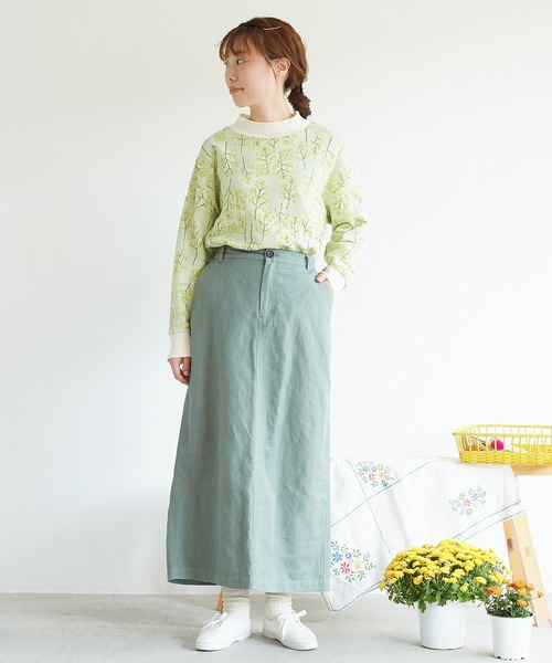 chambre de charme（シャンブルドゥシャーム）の「●cdc リネン/コットン  ツイル　ロングタイトスカート（スカート・レディース・ブラック/グリーン/キナリ・FREE）」の7枚目の写真