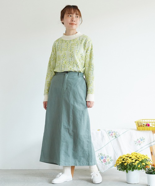 chambre de charme（シャンブルドゥシャーム）の「●cdc リネン/コットン  ツイル　ロングタイトスカート（スカート・レディース・ブラック/グリーン/キナリ・FREE）」の17枚目の写真