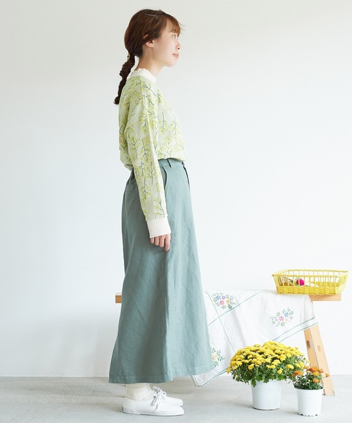 chambre de charme（シャンブルドゥシャーム）の「●cdc リネン/コットン  ツイル　ロングタイトスカート（スカート・レディース・ブラック/グリーン/キナリ・FREE）」の11枚目の写真