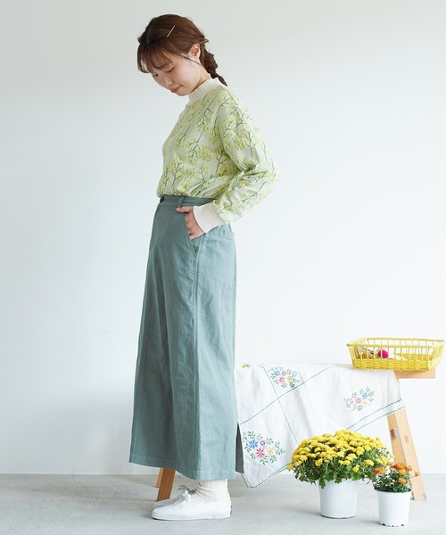 chambre de charme（シャンブルドゥシャーム）の「●cdc リネン/コットン  ツイル　ロングタイトスカート（スカート・レディース・ブラック/グリーン/キナリ・FREE）」の16枚目の写真