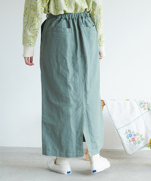 chambre de charme（シャンブルドゥシャーム）の「●cdc リネン/コットン  ツイル　ロングタイトスカート（スカート・レディース・ブラック/グリーン/キナリ・FREE）」の14枚目の写真