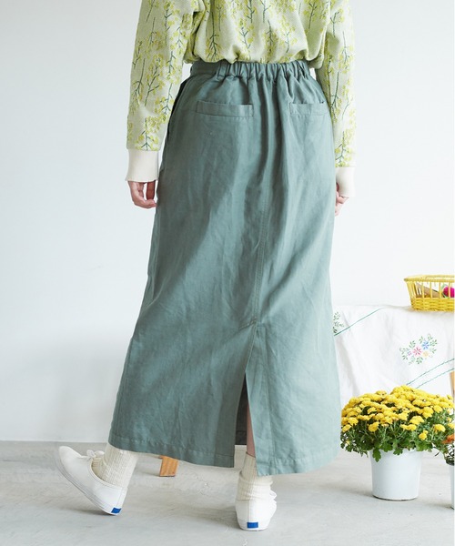chambre de charme（シャンブルドゥシャーム）の「●cdc リネン/コットン  ツイル　ロングタイトスカート（スカート・レディース・ブラック/グリーン/キナリ・FREE）」の12枚目の写真