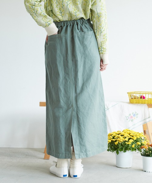chambre de charme（シャンブルドゥシャーム）の「●cdc リネン/コットン  ツイル　ロングタイトスカート（スカート・レディース・ブラック/グリーン/キナリ・FREE）」の15枚目の写真