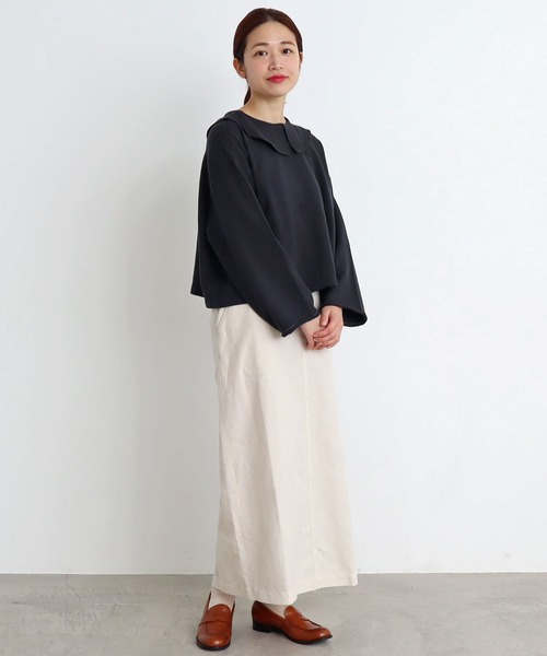 chambre de charme（シャンブルドゥシャーム）の「●cdc リネン/コットン  ツイル　ロングタイトスカート（スカート・レディース・ブラック/グリーン/キナリ・FREE）」の18枚目の写真