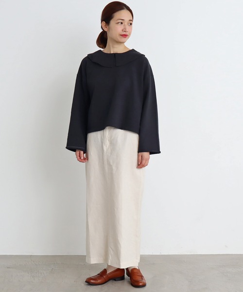 chambre de charme（シャンブルドゥシャーム）の「●cdc リネン/コットン  ツイル　ロングタイトスカート（スカート・レディース・ブラック/グリーン/キナリ・FREE）」の20枚目の写真