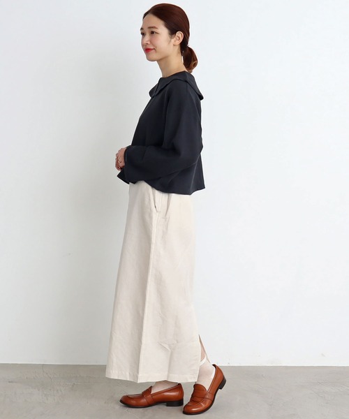 chambre de charme（シャンブルドゥシャーム）の「●cdc リネン/コットン  ツイル　ロングタイトスカート（スカート・レディース・ブラック/グリーン/キナリ・FREE）」の21枚目の写真