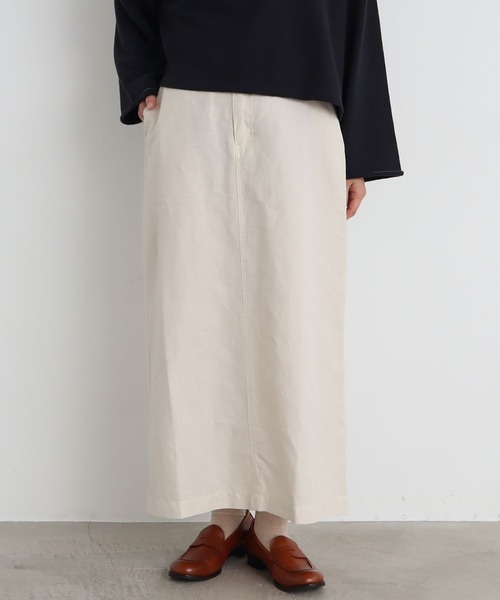 chambre de charme（シャンブルドゥシャーム）の「●cdc リネン/コットン  ツイル　ロングタイトスカート（スカート・レディース・ブラック/グリーン/キナリ・FREE）」の19枚目の写真