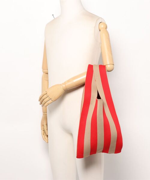 ottilie(オティーリエ)の「ストライプニットBAG(ハンドバッグ・レディース・ブラック/レッド・FREE)」の6枚目の写真