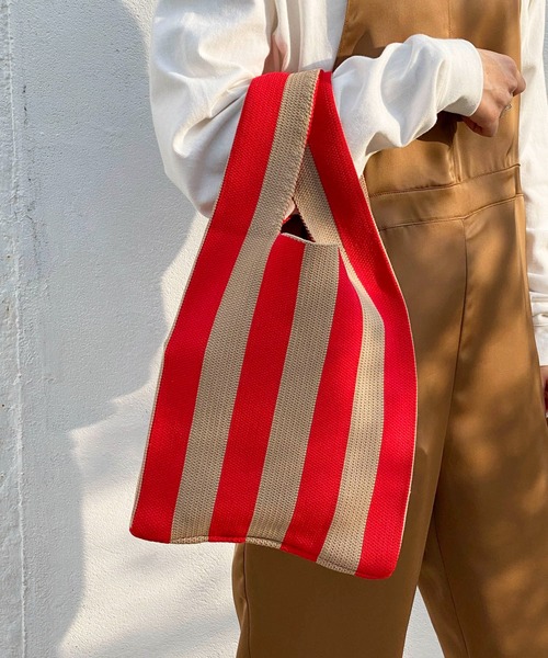 ottilie(オティーリエ)の「ストライプニットBAG(ハンドバッグ・レディース・ブラック/レッド・FREE)」の12枚目の写真