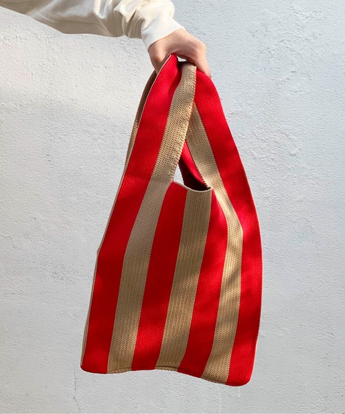 ottilie(オティーリエ)の「ストライプニットBAG(ハンドバッグ・レディース・ブラック/レッド・FREE)」の11枚目の写真