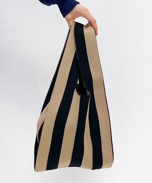 ottilie(オティーリエ)の「ストライプニットBAG(ハンドバッグ・レディース・ブラック/レッド・FREE)」の7枚目の写真