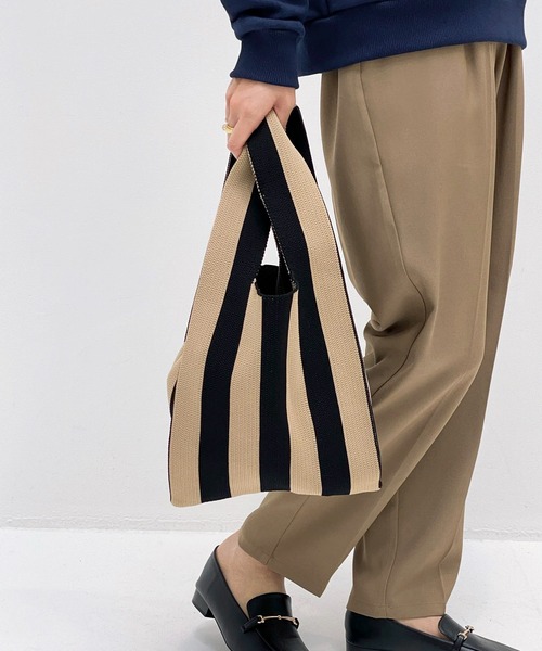 ottilie(オティーリエ)の「ストライプニットBAG(ハンドバッグ・レディース・ブラック/レッド・FREE)」の9枚目の写真