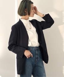 Simplicite | 梨地ジャケット◆(ノーカラージャケット)