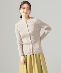 リブクルーネックカーディガン