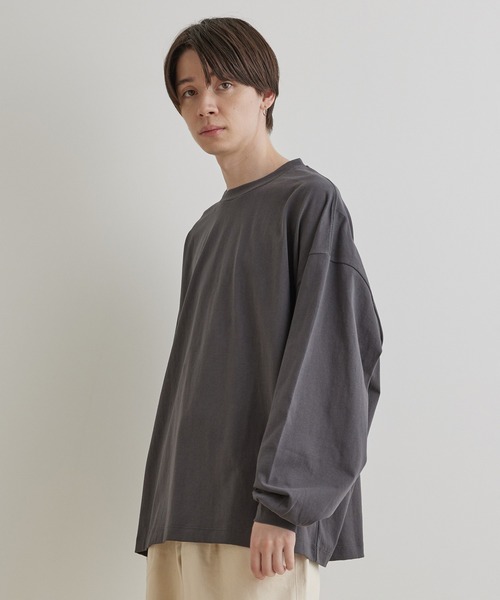 JUNRED（ジュンレッド）の「タックロングTシャツ（Tシャツ/カットソー・メンズ・ホワイト/ブルー系その他4/チャコールグレー/ベージュ系その他・M/S/L）」の3枚目の写真