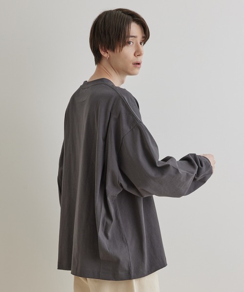 JUNRED（ジュンレッド）の「タックロングTシャツ（Tシャツ/カットソー・メンズ・ホワイト/ブルー系その他4/チャコールグレー/ベージュ系その他・M/S/L）」の8枚目の写真