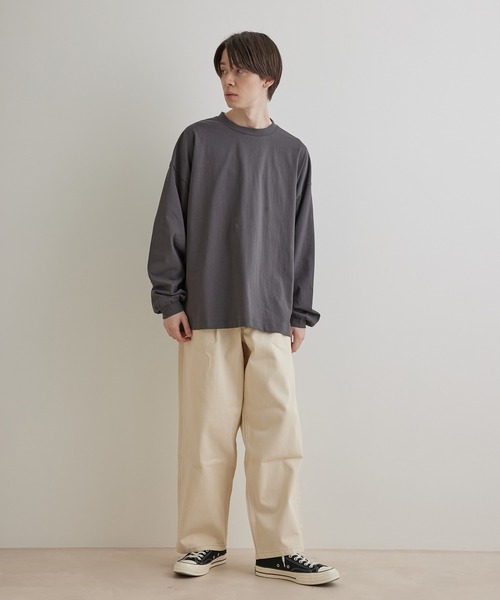 JUNRED（ジュンレッド）の「タックロングTシャツ（Tシャツ/カットソー・メンズ・ホワイト/ブルー系その他4/チャコールグレー/ベージュ系その他・M/S/L）」の15枚目の写真