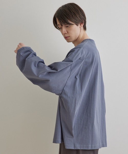 JUNRED（ジュンレッド）の「タックロングTシャツ（Tシャツ/カットソー・メンズ・ホワイト/ブルー系その他4/チャコールグレー/ベージュ系その他・M/S/L）」の11枚目の写真