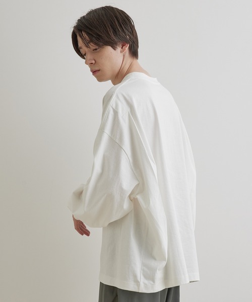 JUNRED（ジュンレッド）の「タックロングTシャツ（Tシャツ/カットソー・メンズ・ホワイト/ブルー系その他4/チャコールグレー/ベージュ系その他・M/S/L）」の5枚目の写真