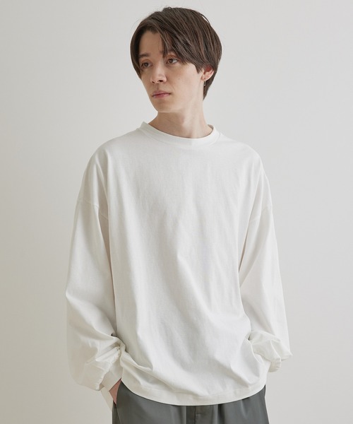 JUNRED（ジュンレッド）の「タックロングTシャツ（Tシャツ/カットソー・メンズ・ホワイト/ブルー系その他4/チャコールグレー/ベージュ系その他・M/S/L）」の6枚目の写真