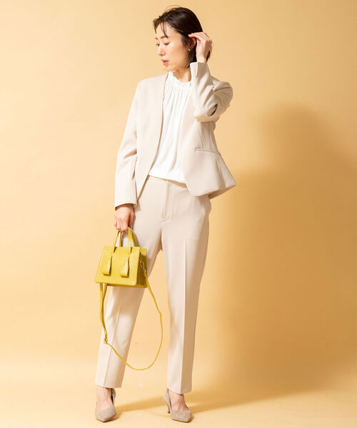 NOLLEY’S（ノーリーズ）の「ウォッシャブルダブルクロスジャケット（ノーカラージャケット・レディース・ベージュ/ネイビー・40/38/36）」の3枚目の写真