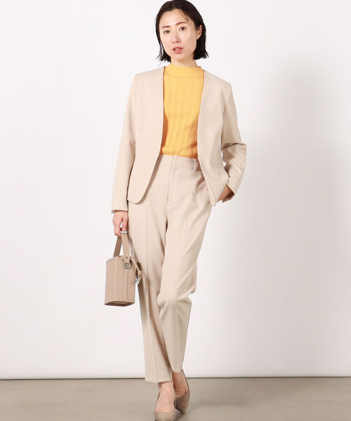 NOLLEY’S（ノーリーズ）の「ウォッシャブルダブルクロスジャケット（ノーカラージャケット・レディース・ベージュ/ネイビー・40/38/36）」の9枚目の写真