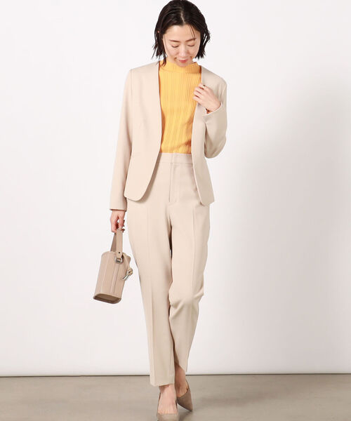 NOLLEY’S（ノーリーズ）の「ウォッシャブルダブルクロスジャケット（ノーカラージャケット・レディース・ベージュ/ネイビー・40/38/36）」の10枚目の写真