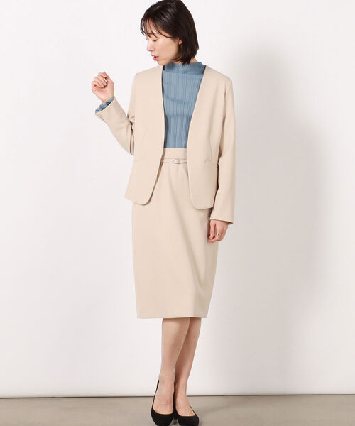 NOLLEY’S（ノーリーズ）の「ウォッシャブルダブルクロスジャケット（ノーカラージャケット・レディース・ベージュ/ネイビー・40/38/36）」の11枚目の写真