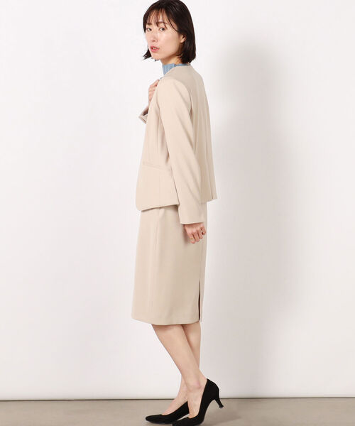 NOLLEY’S（ノーリーズ）の「ウォッシャブルダブルクロスジャケット（ノーカラージャケット・レディース・ベージュ/ネイビー・40/38/36）」の12枚目の写真