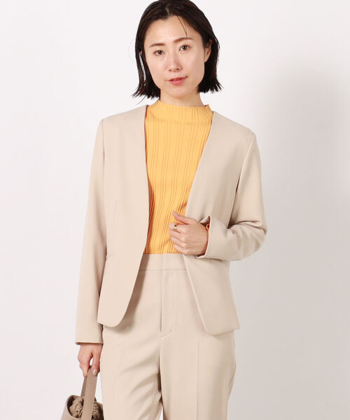 NOLLEY’S（ノーリーズ）の「ウォッシャブルダブルクロスジャケット（ノーカラージャケット・レディース・ベージュ/ネイビー・40/38/36）」の13枚目の写真