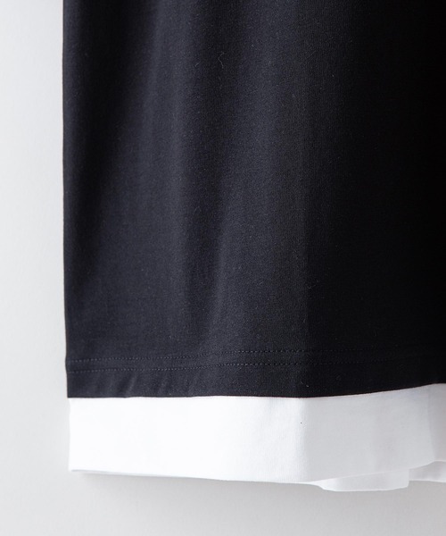 Blue Standard （ブルースタンダード）の「【BLUE STANDARD/ブルースタンダード】汗染みの目立ちにくいTシャツ ZEROSTAIN フェイクレイヤード　ビッグシルエットＴシャツ（Tシャツ/カットソー・メンズ・ホワイト/チャコールグレー/ブラック/ベージュ/ネイビー/オリーブ/ブルー・MEDIUM/LARGE/X-LARGE）」の11枚目の写真