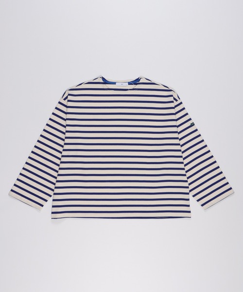 FIDELITY（フィデリティ）の「BORDER L/S WIDE / ボーダーシャツ・ワイドシルエット（Tシャツ/カットソー・メンズ・オフホワイト/ネイビー/ロイヤルブルー/グリーン/オレンジ/ベージュ・LARGE/MEDIUM/SMALL）」の5枚目の写真