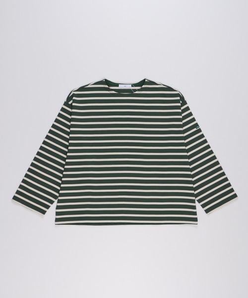 FIDELITY（フィデリティ）の「BORDER L/S WIDE / ボーダーシャツ・ワイドシルエット（Tシャツ/カットソー・メンズ・オフホワイト/ネイビー/ロイヤルブルー/グリーン/オレンジ/ベージュ・LARGE/MEDIUM/SMALL）」の3枚目の写真