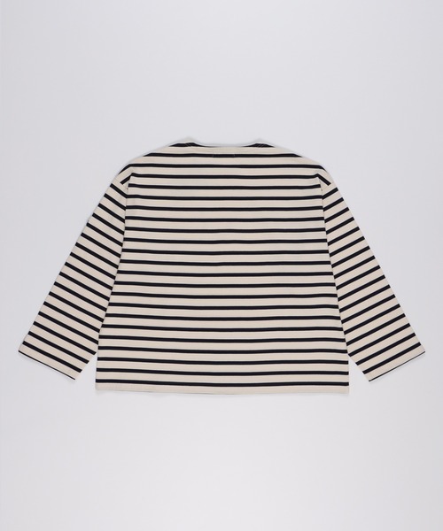 FIDELITY（フィデリティ）の「BORDER L/S WIDE / ボーダーシャツ・ワイドシルエット（Tシャツ/カットソー・メンズ・オフホワイト/ネイビー/ロイヤルブルー/グリーン/オレンジ/ベージュ・LARGE/MEDIUM/SMALL）」の9枚目の写真