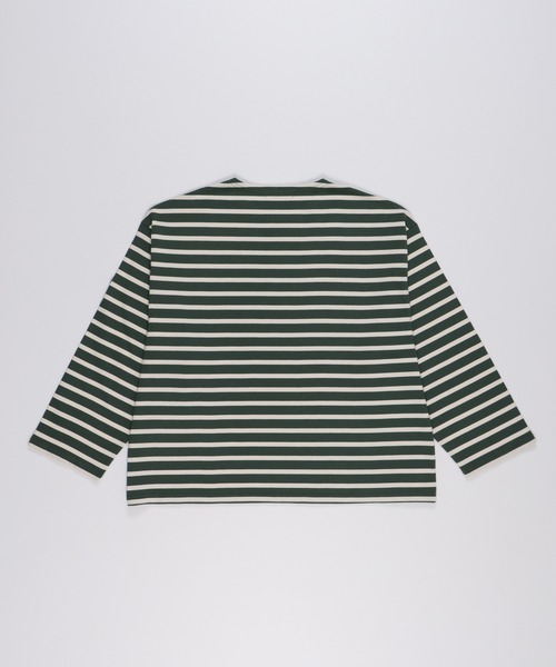 FIDELITY（フィデリティ）の「BORDER L/S WIDE / ボーダーシャツ・ワイドシルエット（Tシャツ/カットソー・メンズ・オフホワイト/ネイビー/ロイヤルブルー/グリーン/オレンジ/ベージュ・LARGE/MEDIUM/SMALL）」の10枚目の写真