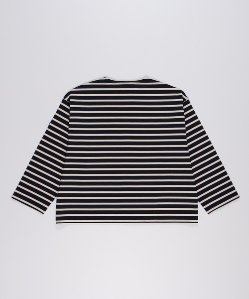 FIDELITY（フィデリティ）の「BORDER L/S WIDE / ボーダーシャツ・ワイドシルエット（Tシャツ/カットソー・メンズ・オフホワイト/ネイビー/ロイヤルブルー/グリーン/オレンジ/ベージュ・LARGE/MEDIUM/SMALL）」の11枚目の写真