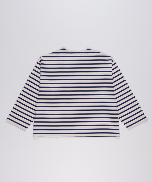FIDELITY（フィデリティ）の「BORDER L/S WIDE / ボーダーシャツ・ワイドシルエット（Tシャツ/カットソー・メンズ・オフホワイト/ネイビー/ロイヤルブルー/グリーン/オレンジ/ベージュ・LARGE/MEDIUM/SMALL）」の12枚目の写真