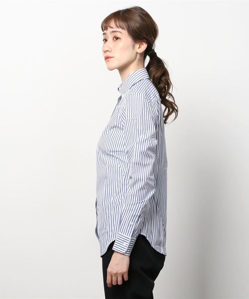 BROOKS BROTHERS(ブルックスブラザーズ)の「ノンアイロン スーピマコットンストレッチ ベンガルストライプ ボタンダウンシャツ Fitted Fit(シャツ/ブラウス・レディース・ブルー・2/4/0)」の3枚目の写真