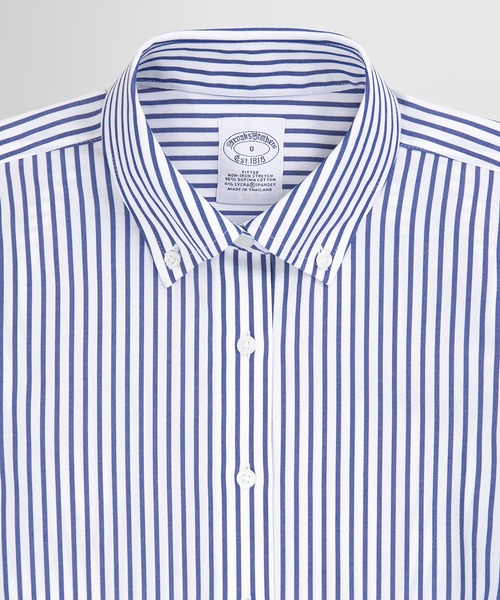 BROOKS BROTHERS(ブルックスブラザーズ)の「ノンアイロン スーピマコットンストレッチ ベンガルストライプ ボタンダウンシャツ Fitted Fit(シャツ/ブラウス・レディース・ブルー・2/4/0)」の2枚目の写真