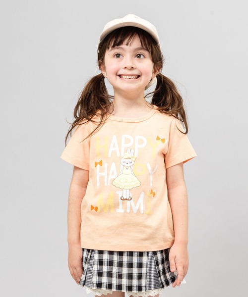 KP(ケーピー)の「【TioTio抗ウィルス加工】mimiちゃんアップリケとロゴプリント半袖Tシャツ(100-130cm)(Tシャツ/カットソー・キッズ・オレンジ/オートミール・110cm/100cm/120cm/130cm)」の1枚目の写真