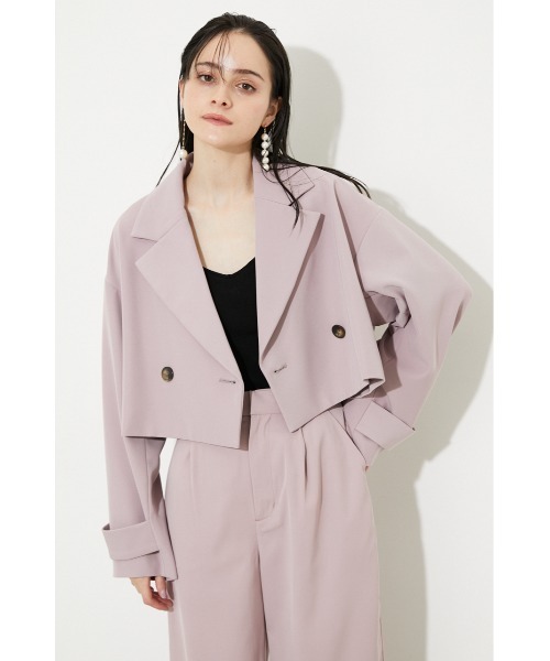 rienda（リエンダ）の「クロップドWテーラードジャケット（テーラードジャケット・レディース・ブラック/ライトグリーン/パープル/ベージュ・FREE）」の4枚目の写真