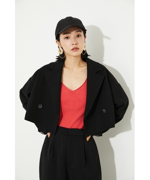 rienda（リエンダ）の「クロップドWテーラードジャケット（テーラードジャケット・レディース・ブラック/ライトグリーン/パープル/ベージュ・FREE）」の20枚目の写真