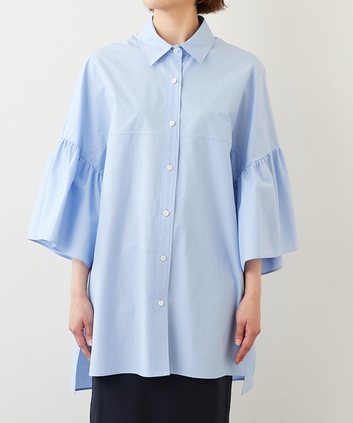 GALLARDAGALANTE（ガリャルダガランテ）の「ラッフルスリーブシャツ（シャツ/ブラウス・レディース・ブラック/サックスブルー/カーキ・FREE）」の16枚目の写真