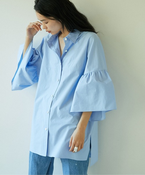 GALLARDAGALANTE（ガリャルダガランテ）の「ラッフルスリーブシャツ（シャツ/ブラウス・レディース・ブラック/サックスブルー/カーキ・FREE）」の14枚目の写真