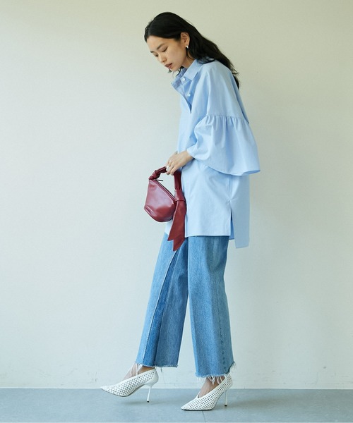 GALLARDAGALANTE（ガリャルダガランテ）の「ラッフルスリーブシャツ（シャツ/ブラウス・レディース・ブラック/サックスブルー/カーキ・FREE）」の4枚目の写真